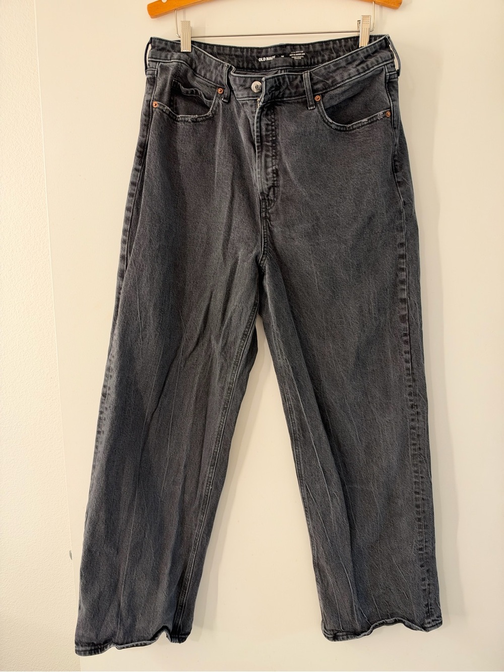 Old Navy Womens Extra Sky High Wide Leg Jeans - Black Wash